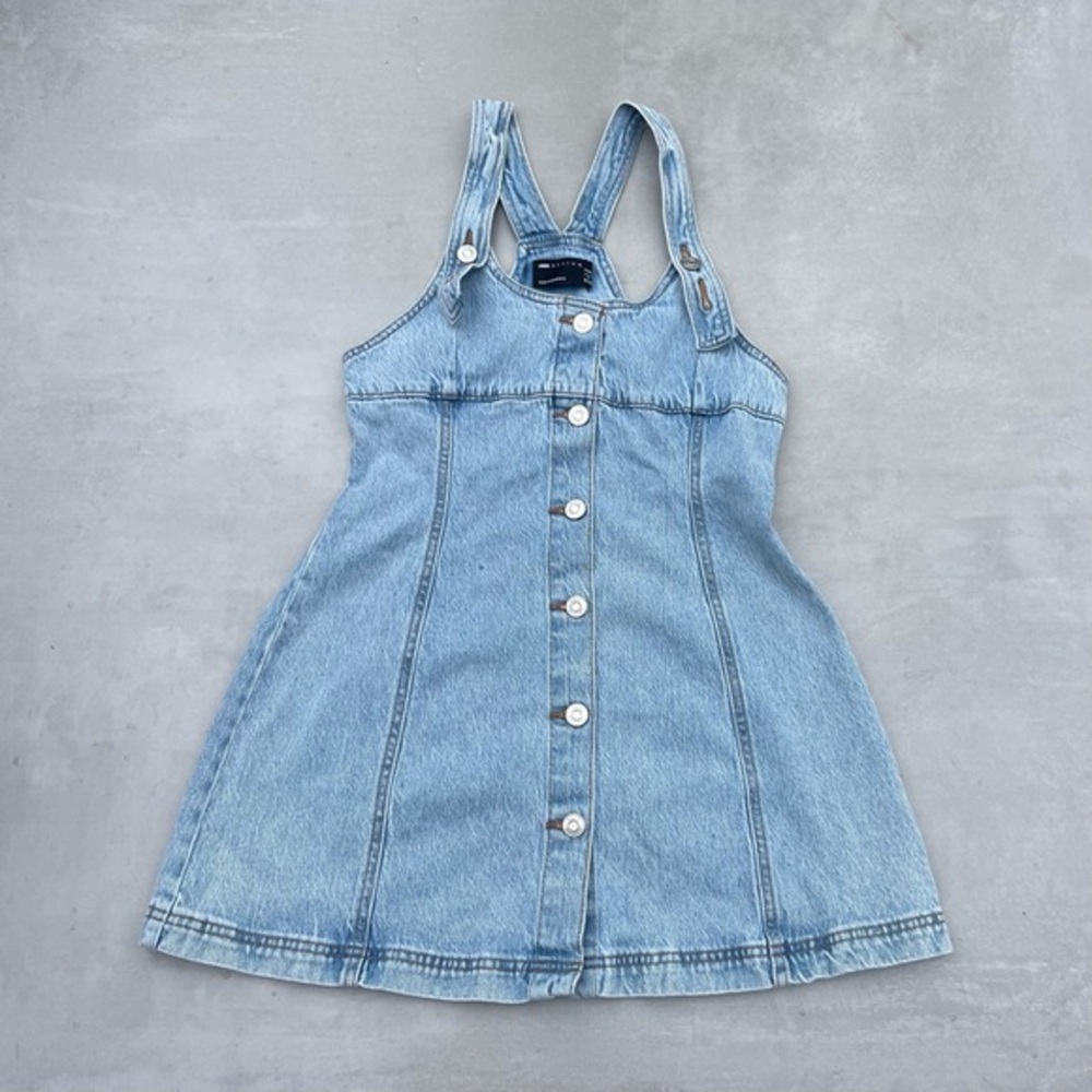 ASOS DESIGN Petite Denim Pinny Dress